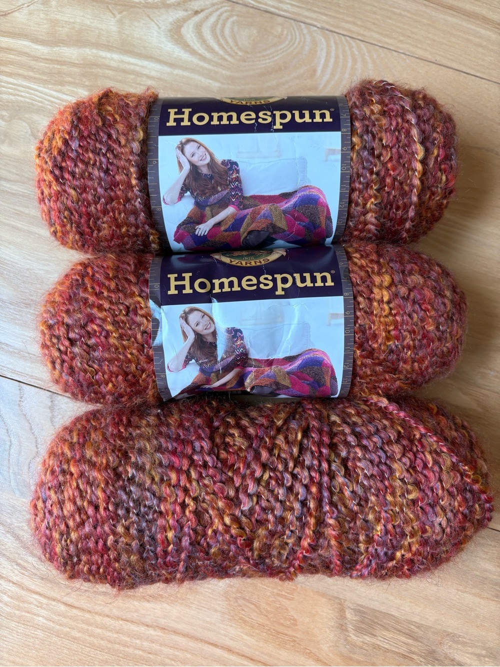 Lion Brand Homespun Yarn “Wild Fire”#408 Lot of 3 Skeins - NEW